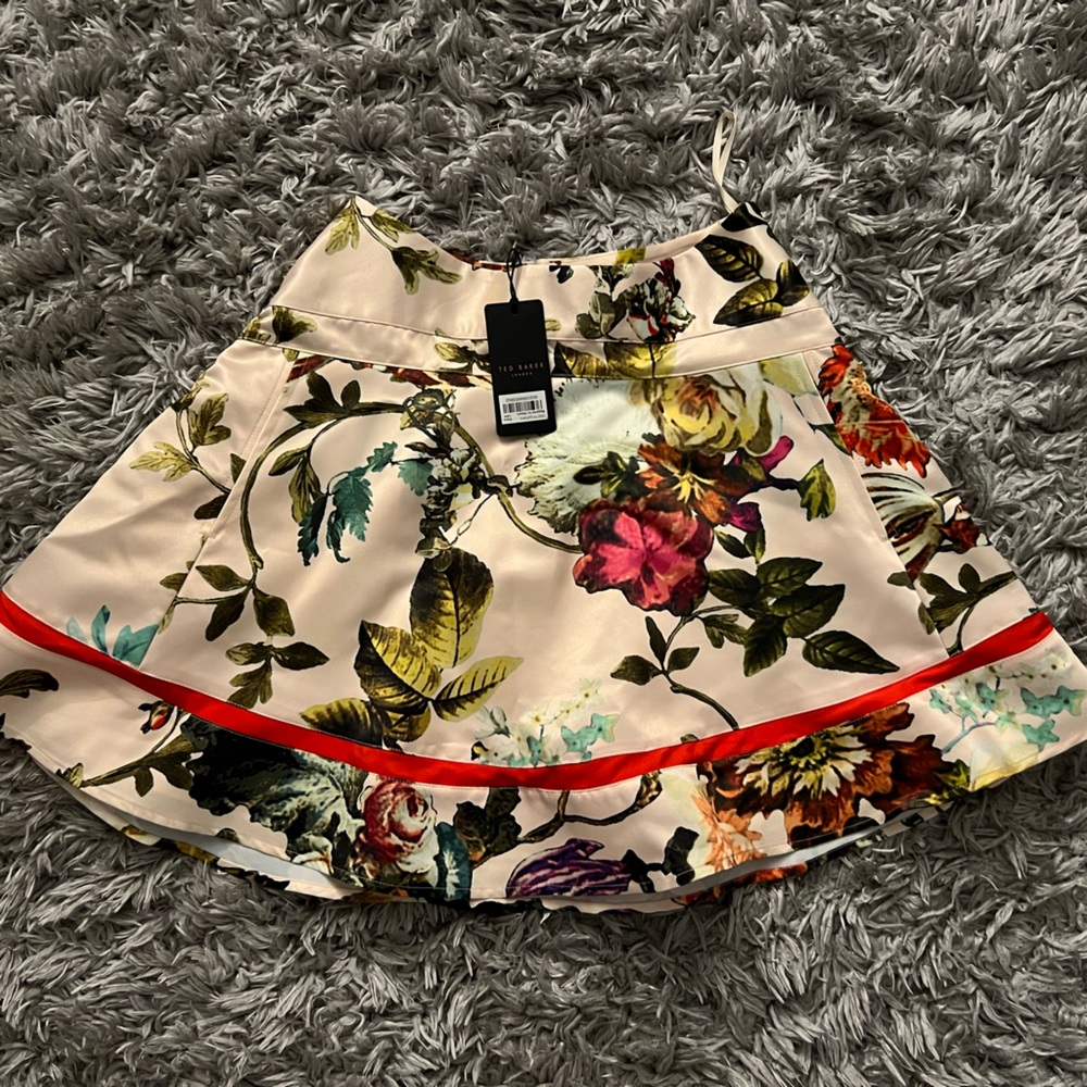 Ted Baker London Womens Mid Summer Floral Print Skirt Size 1 Net With Tags